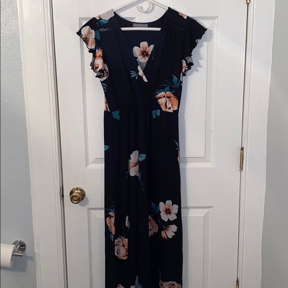 Loveappella Torri Knit Maxi Dress Black 